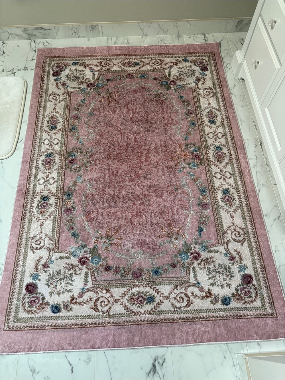 Classic Pink Floral Area Rug - Home Bath